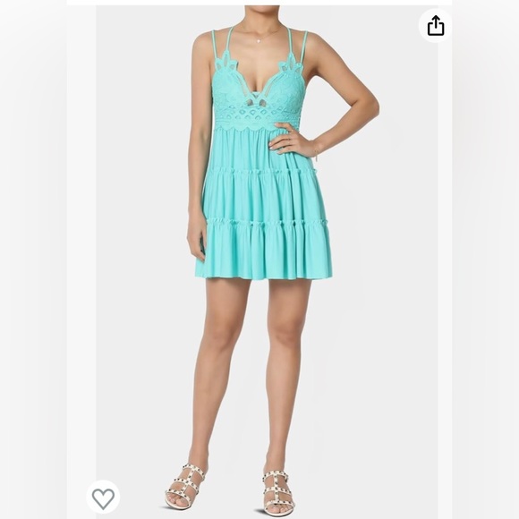 NWOT Zenana mint crochet lace cami dress size medium - Picture 7 of 14